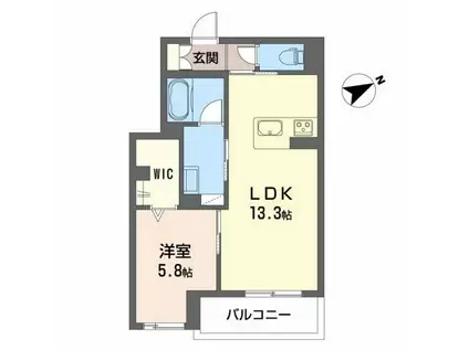 GRAND GREIGE(1LDK/2階)の間取り写真