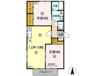 楠小路 C棟(2LDK/2階)の間取り写真