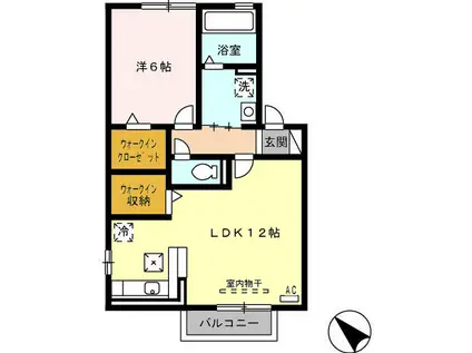 STONE HILLS J(1LDK/1階)の間取り写真