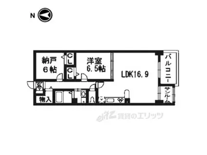 阪急京都線 西院駅(阪急) 徒歩5分 7階建 築10年(1LDK/6階)の間取り写真