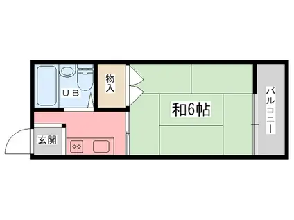 リバーサイドヴィラ姫路F棟(1K/2階)の間取り写真