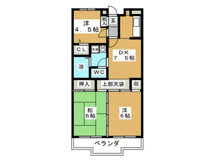 イベット・サノ(3DK/3階)の間取り写真