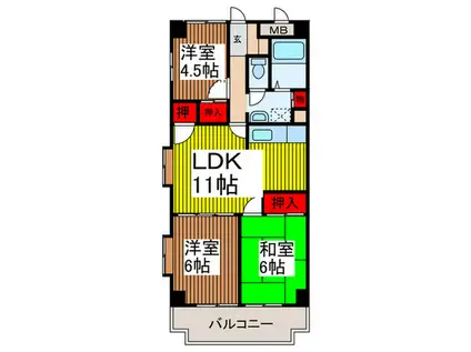 カーサヴェルデ(3LDK/3階)の間取り写真