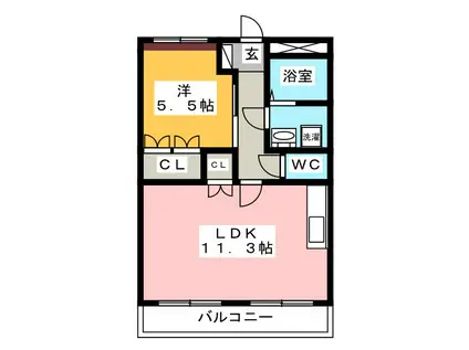 アーバン平田(1LDK/2階)の間取り写真