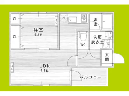MI・CASA阿倍野昭和町(1LDK/1階)の間取り写真