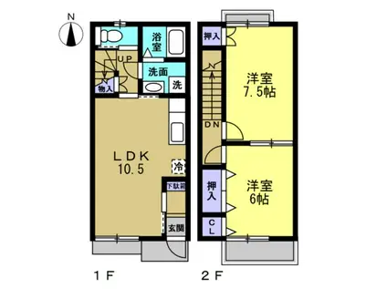 BIEN ETRE三ツ屋(2LDK/1階)の間取り写真