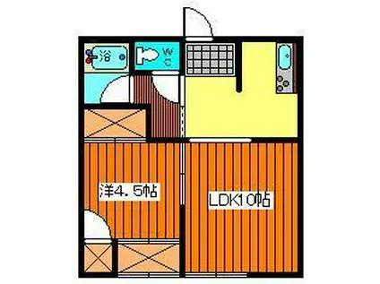 コーポ五ノ口(1LDK/2階)の間取り写真