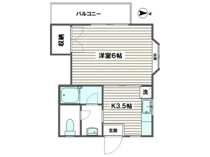 カーサ松原(1K/1階)の間取り写真