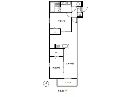 ラフィナート東灘(2LDK/3階)の間取り写真