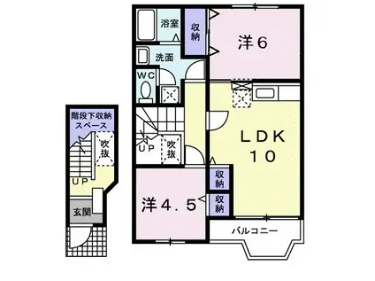 パークサイドハイムA(2LDK/2階)の間取り写真