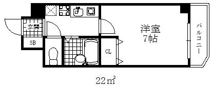 エスリード三宮(1K/4階)の間取り写真