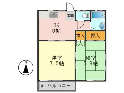 メゾン笹ノ台(2DK/2階)の間取り写真