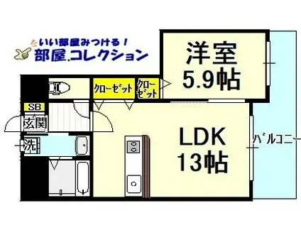 BAY SIDE ASANO(1LDK/8階)の間取り写真