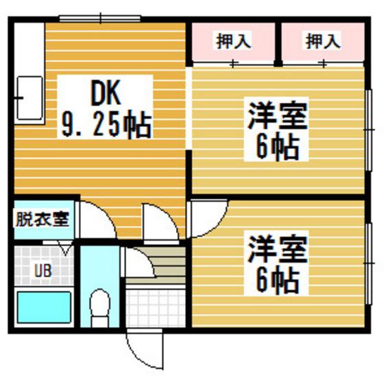 ハイツジャイケ(2DK/2階)の間取り写真