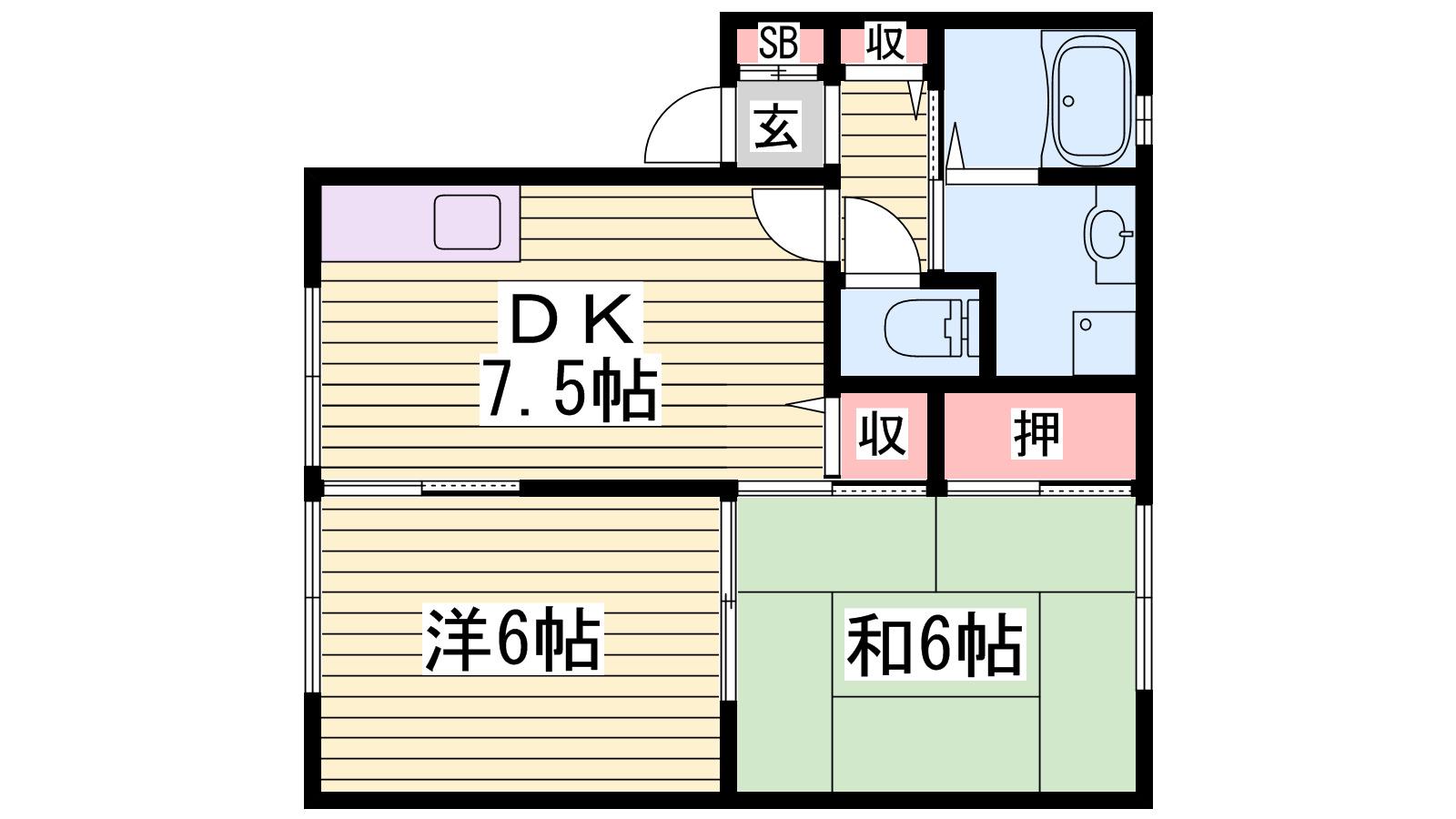 キャッスルハイツ(2DK/2階)の間取り写真
