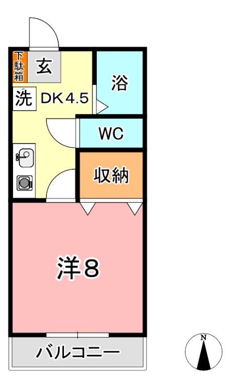 パークサイド安江(1DK/2階)の間取り写真