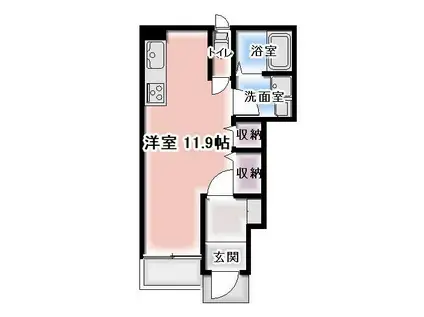 グランディール・ヒロII(ワンルーム/1階)の間取り写真