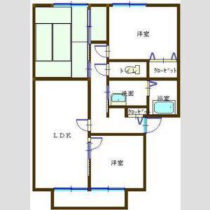 ボナール東川B(3DK/2階)の間取り写真