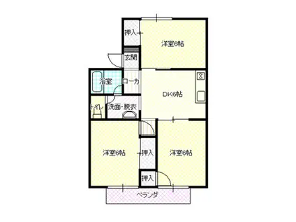 WIN石橋(3DK/1階)の間取り写真