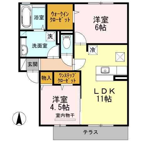 ソレイユ アン(2LDK/1階)の間取り写真