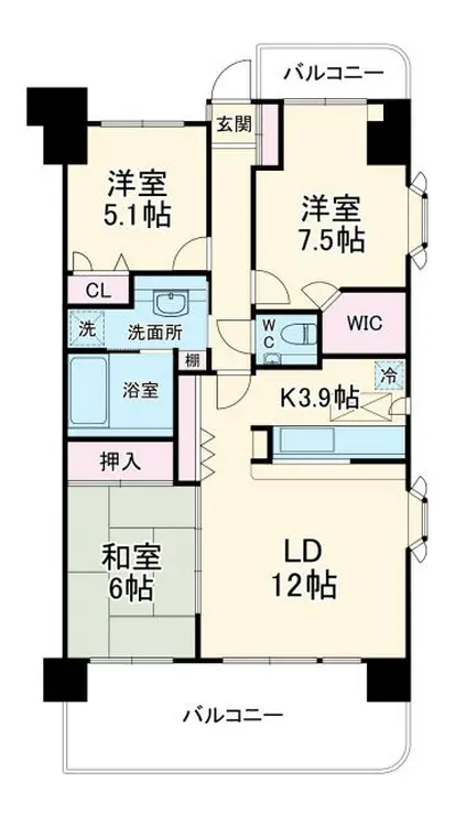 東川口ガーデンプラザ五番館 4階階 間取り