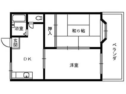 パークサイド津久野(2DK/1階)の間取り写真