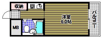 レジデンスベル(1K/2階)の間取り写真