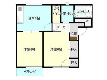 コンフォート久松台(2DK/1階)の間取り写真