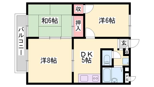 ビブレサカンダ(3DK/2階)の間取り写真