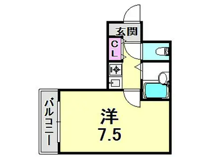 エトールVII(ワンルーム/1階)の間取り写真