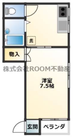 クレストコート B棟(1DK/1階)の間取り写真