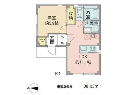 メイワファイブ(1LDK/1階)の間取り写真
