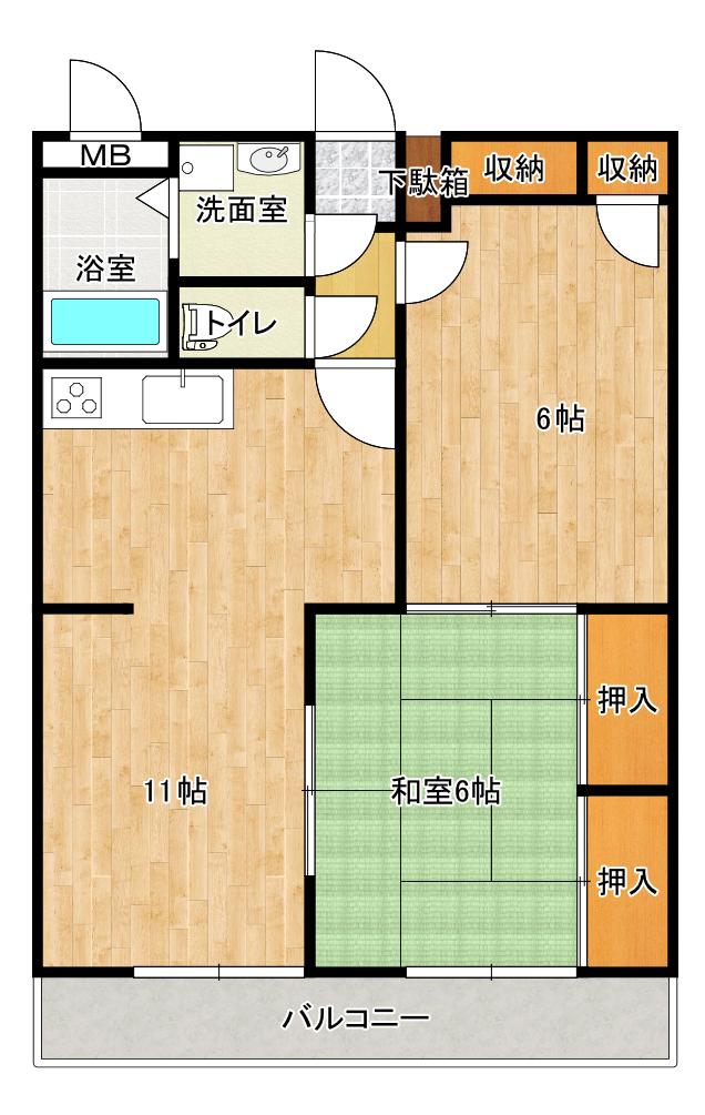 HIRO松見(2LDK/2階)の間取り写真