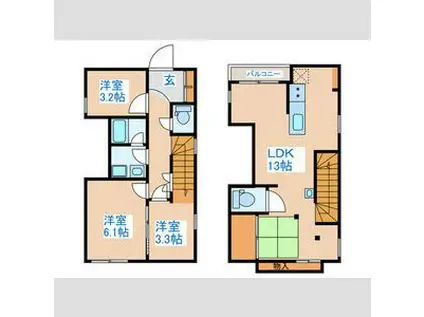SILVERADO方南(3LDK/2階)の間取り写真