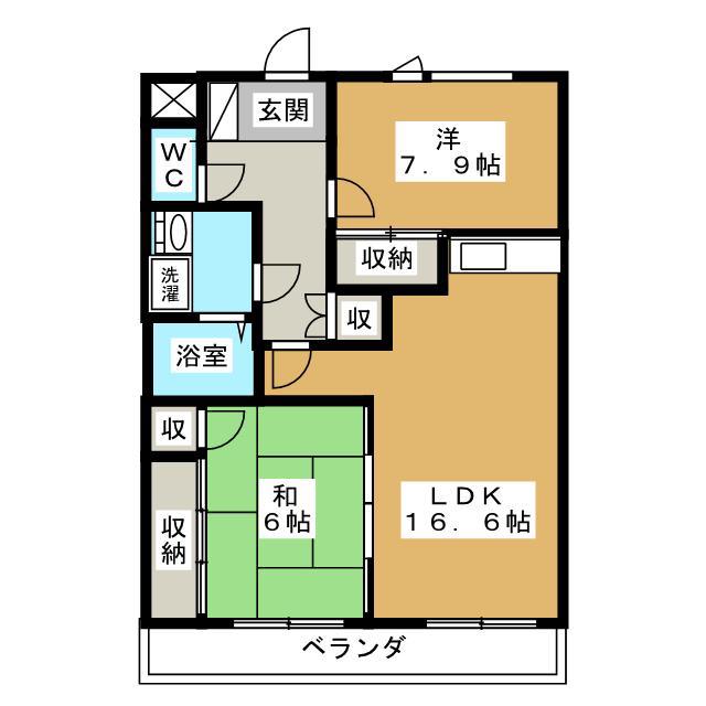 メゾンドール吉栄(2LDK/4階)の間取り写真