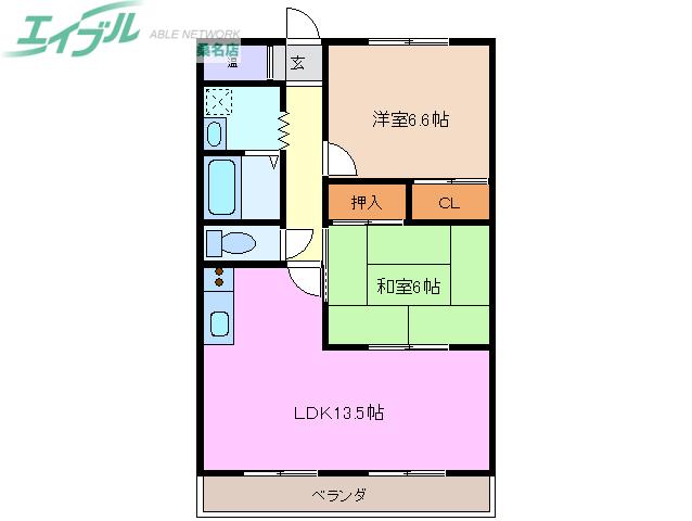 長島スカイハイツ(2LDK/1階)の間取り写真