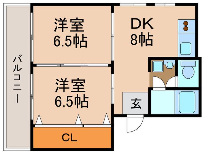 ARRONDIR諏訪I号棟南(2DK/2階)の間取り写真