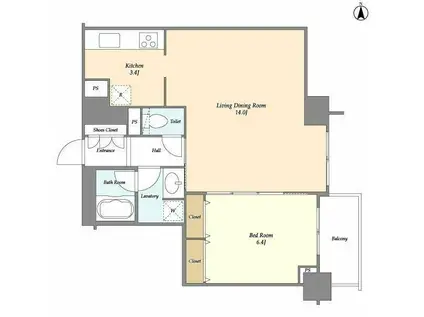 MG目黒駅前(1LDK/10階)の間取り写真