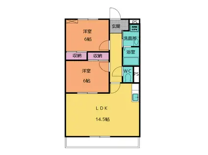 エルシュライン S(2LDK/1階)の間取り写真