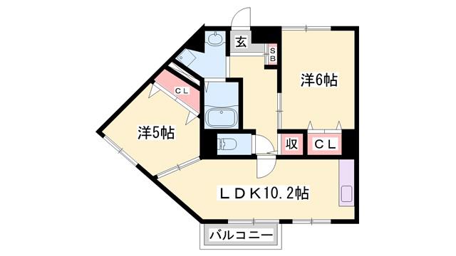 サンセールIII(2LDK/2階)の間取り写真