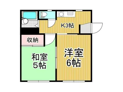 マンションエレガンス(2K/2階)の間取り写真