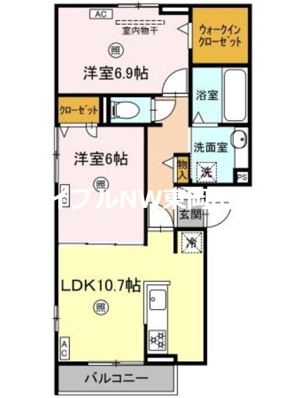 エマーブルMグラン I棟(2LDK/2階)の間取り写真
