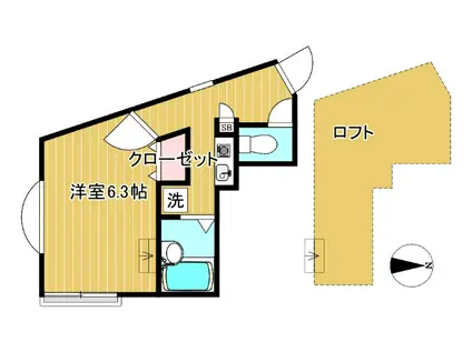 エトワールひばりヶ丘A棟(1K/2階)の間取り写真