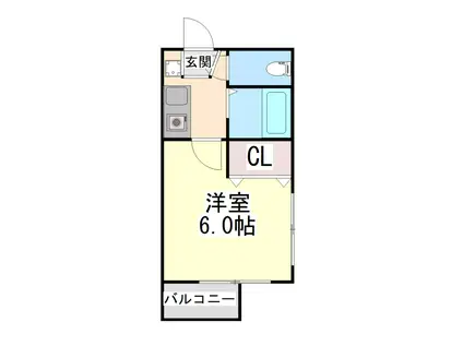 ウエスト・ポーチ(1K/2階)の間取り写真