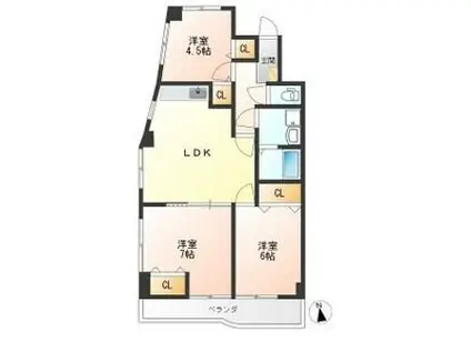 大曽ハイツ(3LDK/4階)の間取り写真