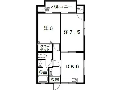 鴻ノ巣ハイツ(2DK/1階)の間取り写真