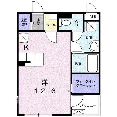 ピーチマウンテン(ワンルーム/2階)の間取り写真