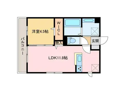 プランドール桜木(1LDK/1階)の間取り写真