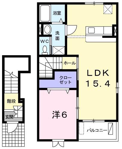 LANGRAVIN(1LDK/2階)の間取り写真