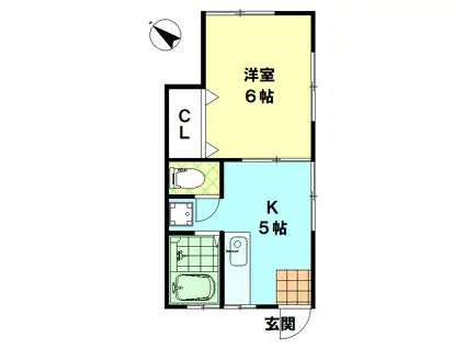 西村荘(1K/2階)の間取り写真